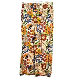 C&C California Women's Linen Pants Tropical Floral Print Wide Leg Small Beach